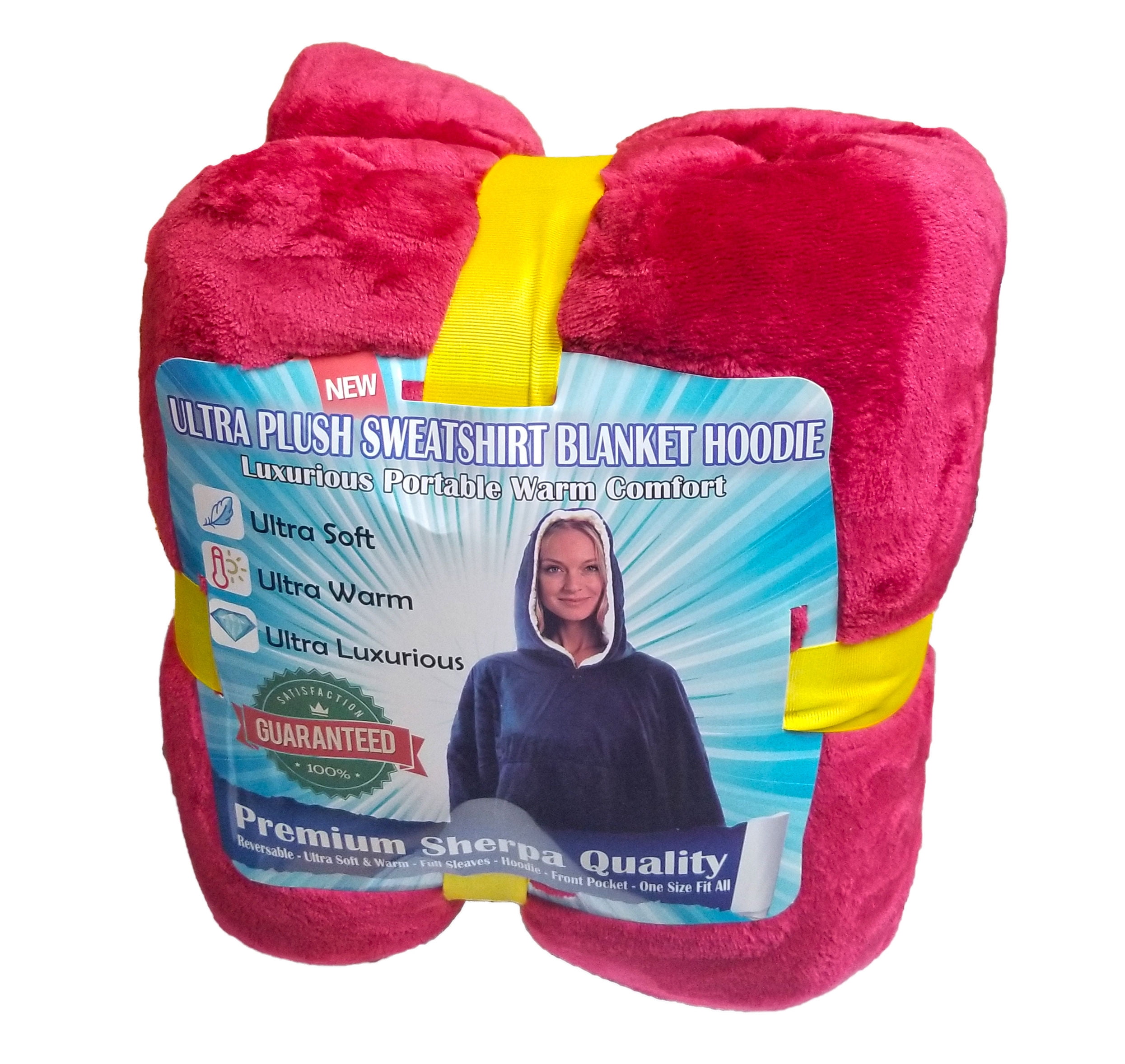 Viviland Hoodie Sherpa Blanket Sweatshirt Soft Warm Plus Large Front Pocket Tv Blankets for Adult,Gift Box Pink