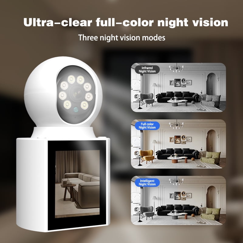 Two-Way Video Calling Camera with Screen, 2K Indoor Security for Baby and Elder, 2.4G WiFi Pet Monitor with Night Vision