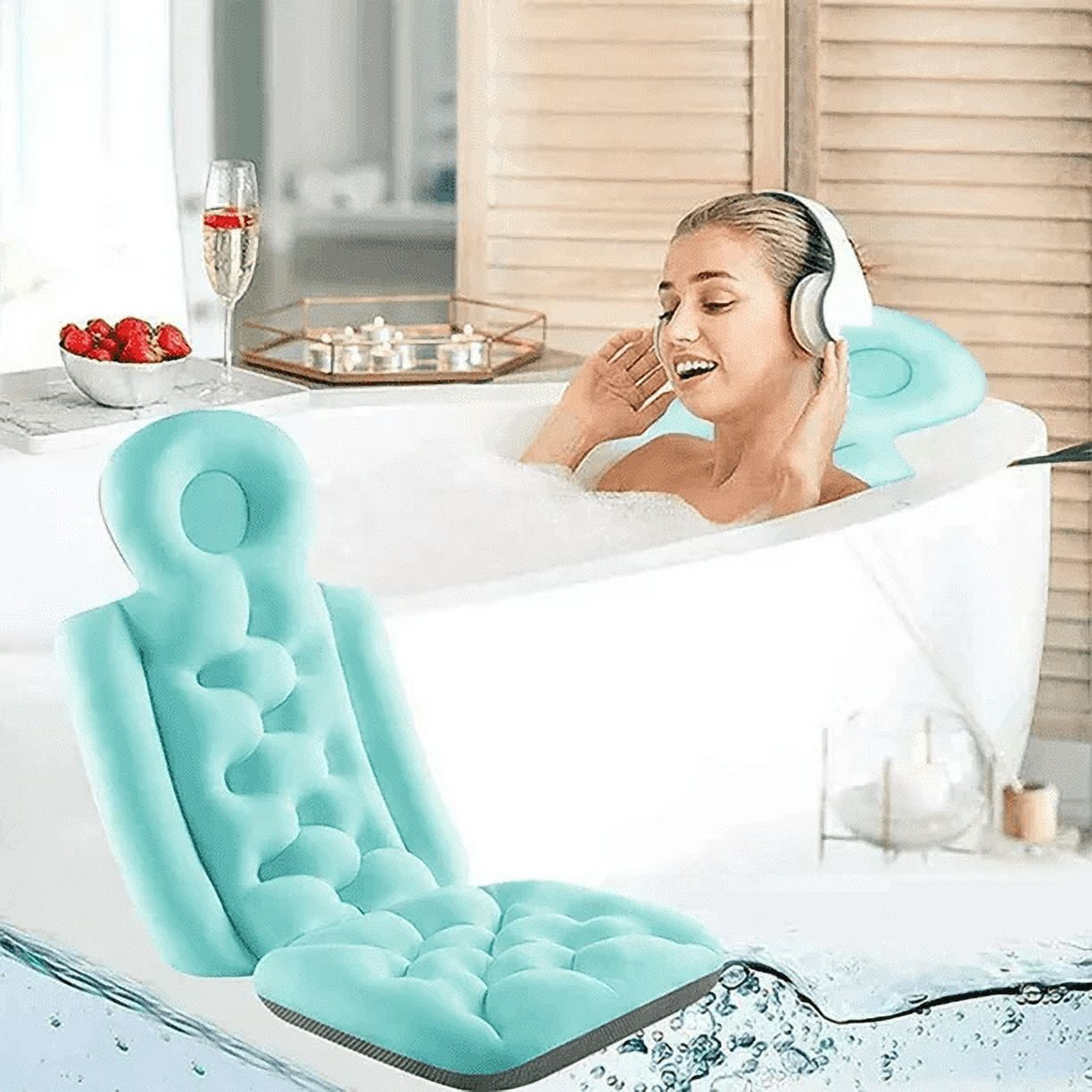 Bathtub Pillow Back Support For Head Full Body Ergonomic Bathroom Multifunction, Green Bathtub Pillow Back Support For Head Full Body Ergonomic Bathroom Multifunction, Green
