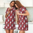 thumbnail image 4 of Honeii Gnome And Snowflakes Print Women's Loose Short Sleeve Nightgown, Soft Cotton Sleepwear, Comfy Loose Fit Pajama Dress for Sleep and Lounge, 4 of 6