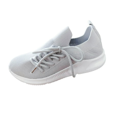 

ZIZOCWA Women S Casual Sports Shoes Fashion Summer Solid Color Mesh Lace Up Flat Bottom Slip-On Stretch Cloth Walking Shoes Lightweight Grey Size41