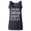 Shop4Ever Women's Sunrise Sunburn Sunset Repeat Graphic Tank Top XX-LargeNavy