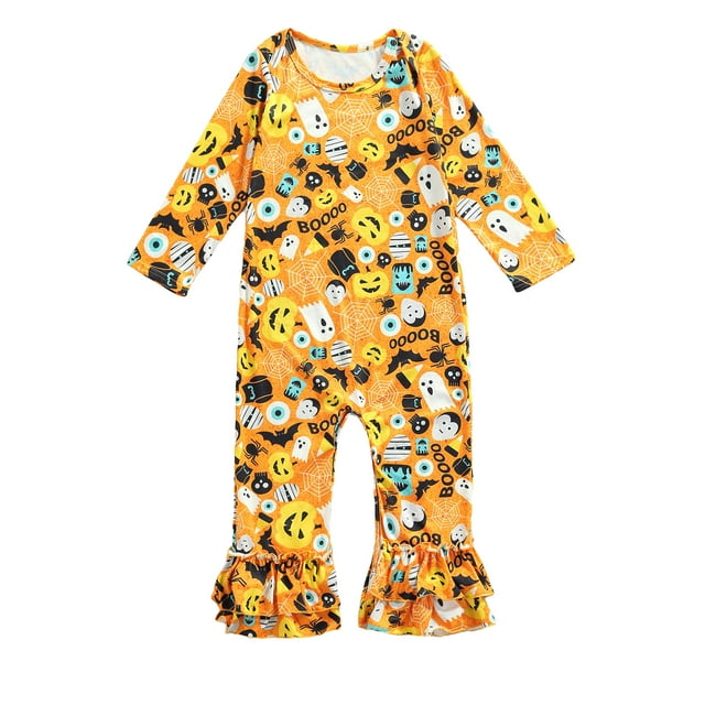 ITFABS Combinaison pour Enfants, Imprimé Citrouille Dessin Animé Col Rond Manches Longues