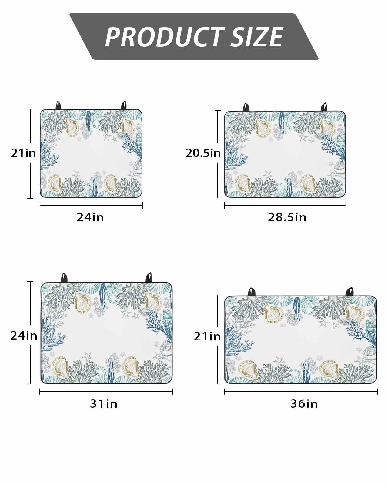 Stove Top Covers for Electric Stove, Coastal Glass Stovetop Cover Protector, Ocean Coral Shell Turquoise Blue Conch Induction Cooktop Protector Oven Mat for Kitchen Countertop 24"x21"