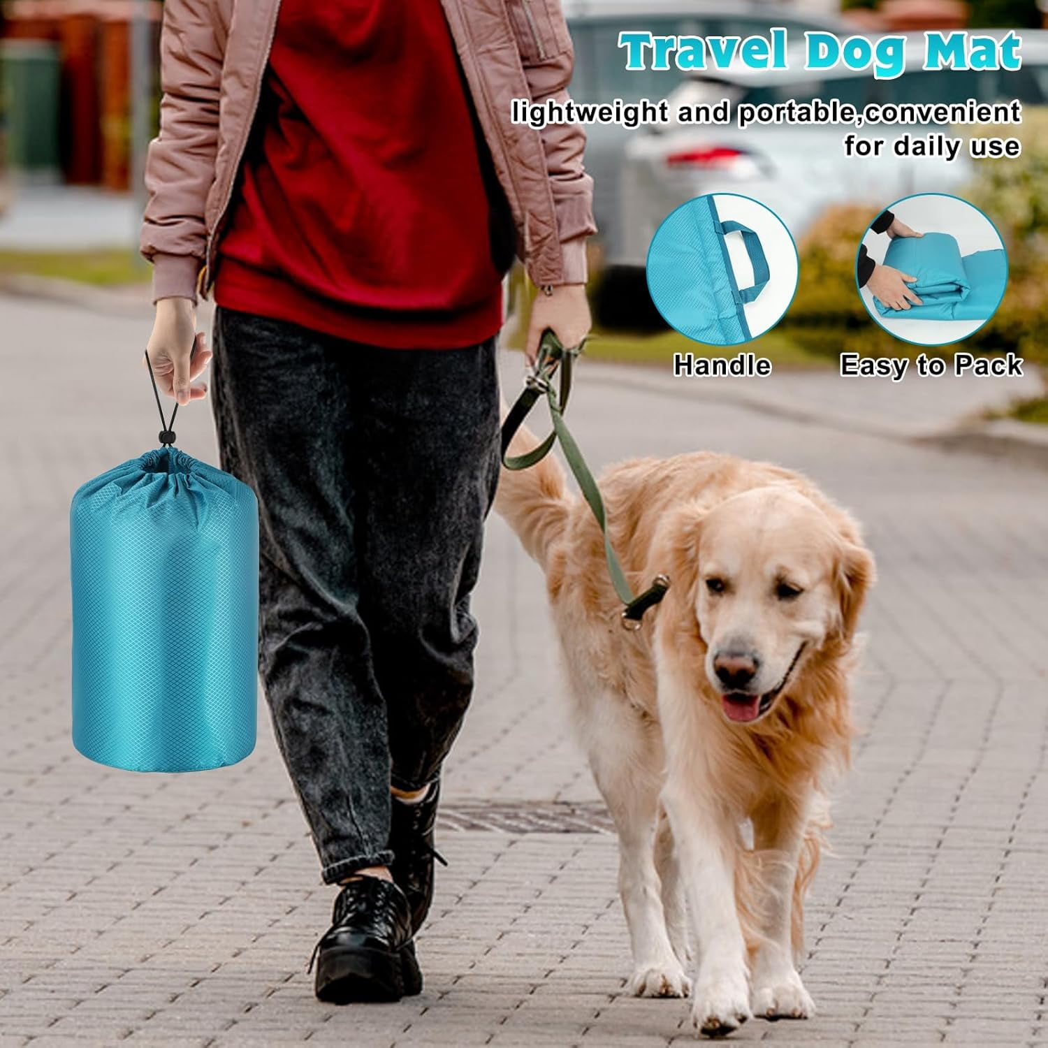 Large Outdoor Dog Bed Mat, Portable Waterproof Camping Dog Mat, Washable Dog Travel Mat with Carry Bag for Medium and Large Dogs Sleeping, 57"X39"