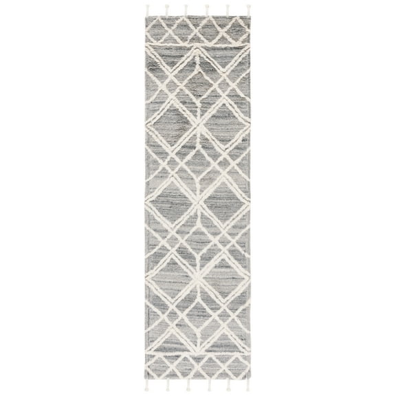 SAFAVIEH Casablanca Selma Abstract Wool Runner Rug, Grey/Ivory, 2'3" x 8'