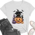 thumbnail image 4 of JOANKDMI Halloween Black Cat Witch Hat Shirt for Women Cute Pumpkin Graphic Tees Short Sleeve Fall Casual Tops Crewneck Haunted House Holiday Festive Apparel, 4 of 9