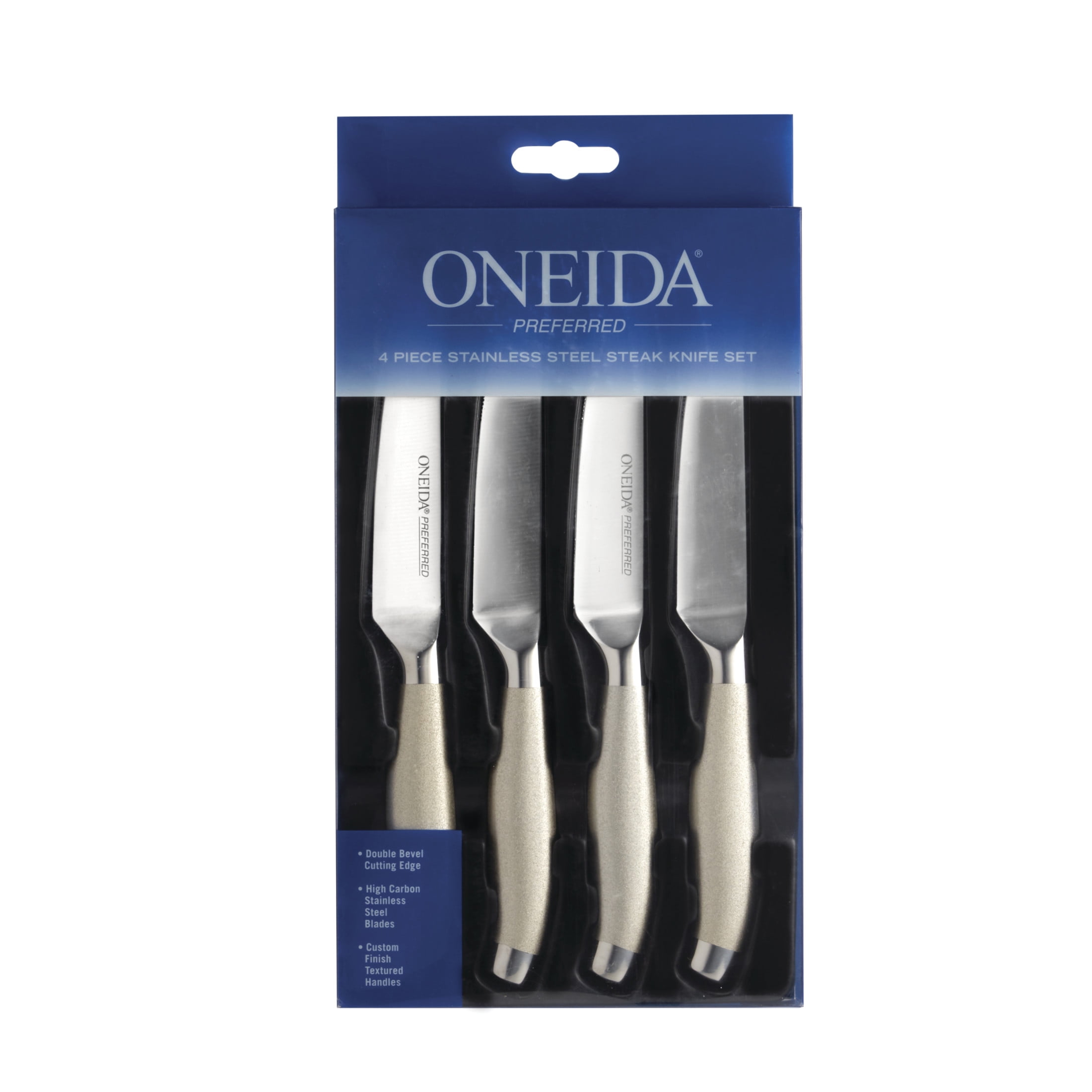 Oneida Preferred Series 4-Piece Stainless Steel Steak Knife Set, Silver