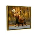 thumbnail image 3 of Stupell Industries Moose Stepping River Foliage Animals & Insects Photography Gold Floater Framed Art Print Wall Art, 21 x 17, 3 of 9