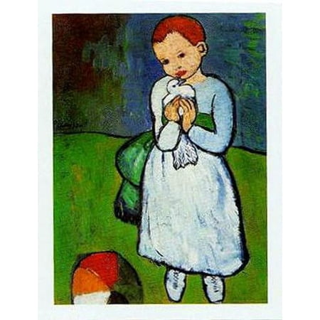 Girl With Pigeon by Pablo Picasso 31x24 Art Print Poster - Walmart.com
