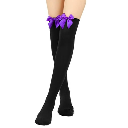GWAABD Plus Size Lingerie Stockings Womens Long Socks Bowknot Pure Color Socks Thigh High Socks Over The Knee Socks Festival