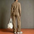 thumbnail image 5 of WULMLEO Two Piece Sets Women Knit Fall Quarter Zip Long Sleeve Pullover Wide Leg Palazzo Pants Suits 2026 Casual Comfortable Outfits Y2k Tracksuit with Pockets Khaki M, 5 of 6