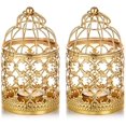 thumbnail image 1 of 2 Pcs Small Metal Tealight Hanging Birdcage Lantern, Vintage, 1 of 5