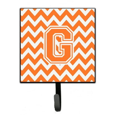 Letter G Chevron Orange and White Leash or Key Holder