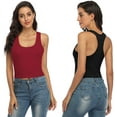 thumbnail image 4 of Charmo Crop Tank Tops for Women Built-in Shelf Bra Racerback Cotton Sports Crop Top 2 Pack, 4 of 6