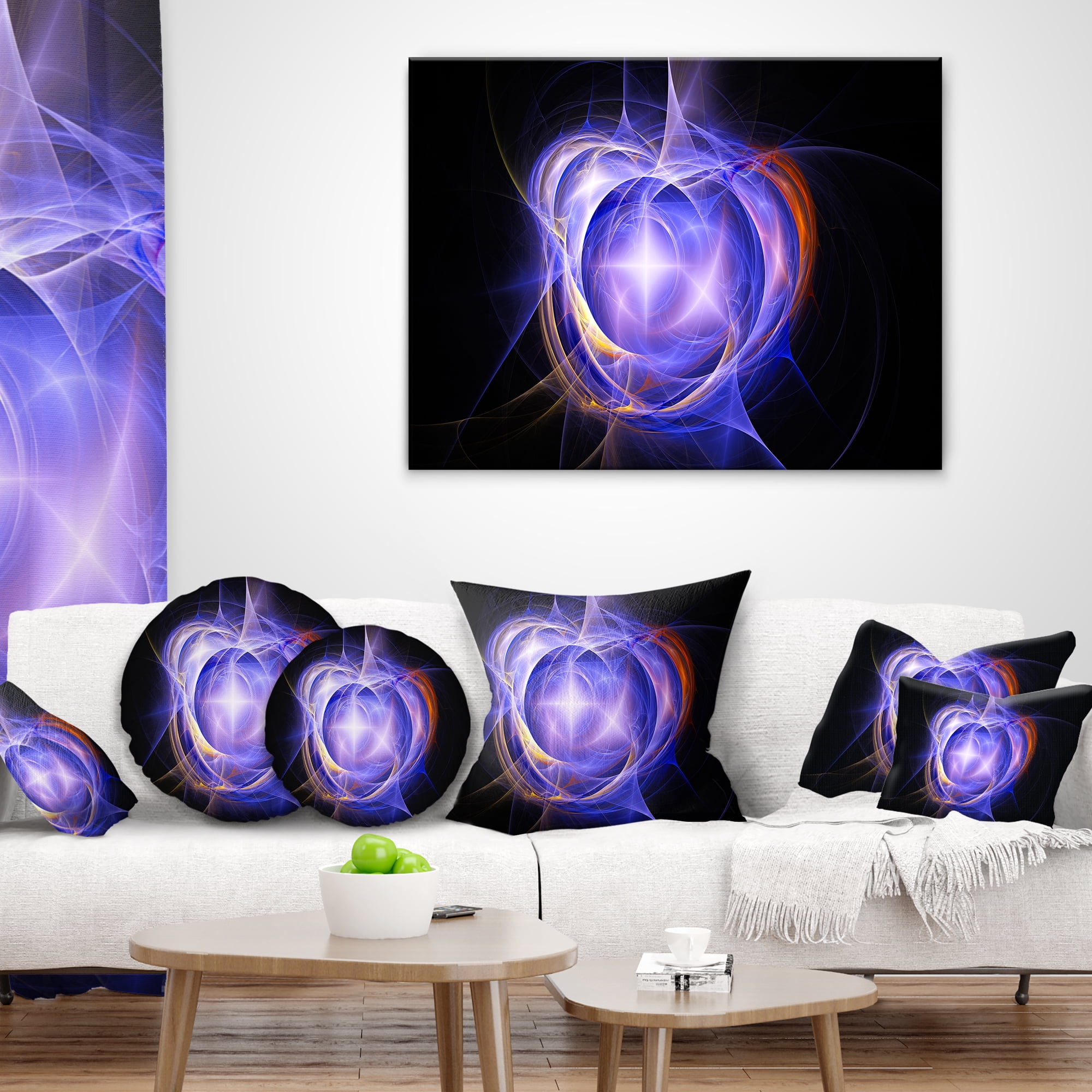 Designart Supernova Explosion Blue - Abstract Throw Pillow - 12x20