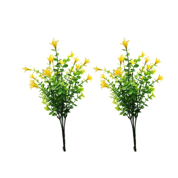 Cateissary Flores artificiales de 2 piezas para bodas y eventos especiales, decoración de flores falsas para el hogar Flores artificiales amarillo