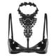thumbnail image 2 of Sujetador de encaje negro con cuello halter para mujer, sujetador sin aros de charol, tirantes finos ajustables, bralette, 2 of 4