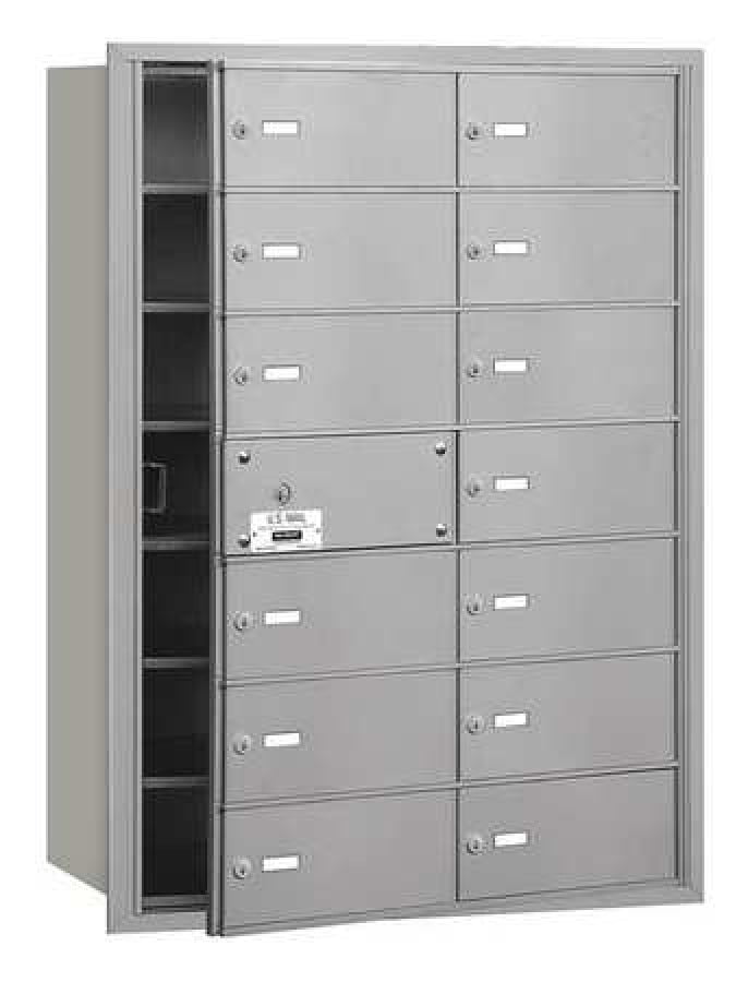 4B+ Horizontal Mailbox (Includes Master Commercial Lock) - 14 B Doors (13 usable) - Aluminum - Front Loading - Private Access