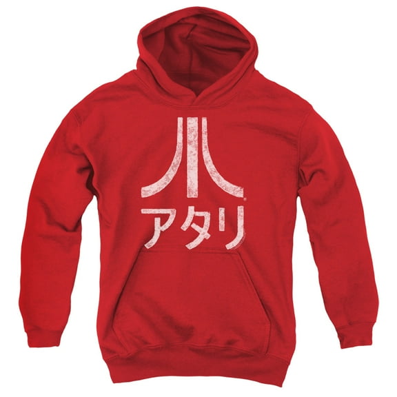 Atari Rough Kanji Youth Pullover Hoodie Sweatshirt Red