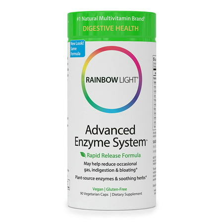 Rainbow Light - Advanced Enzyme System - Plant-Sourced Whole Food Enzyme Supplement, Supports Nutrient Absorption and Digestive Health; Vegan and Gluten-Free - 90