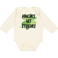thumbnail image 3 of Inktastic St. Patrick's Day Pinches Get Stitches Shamrocks Boys or Girls Long Sleeve Baby Bodysuit, 3 of 5