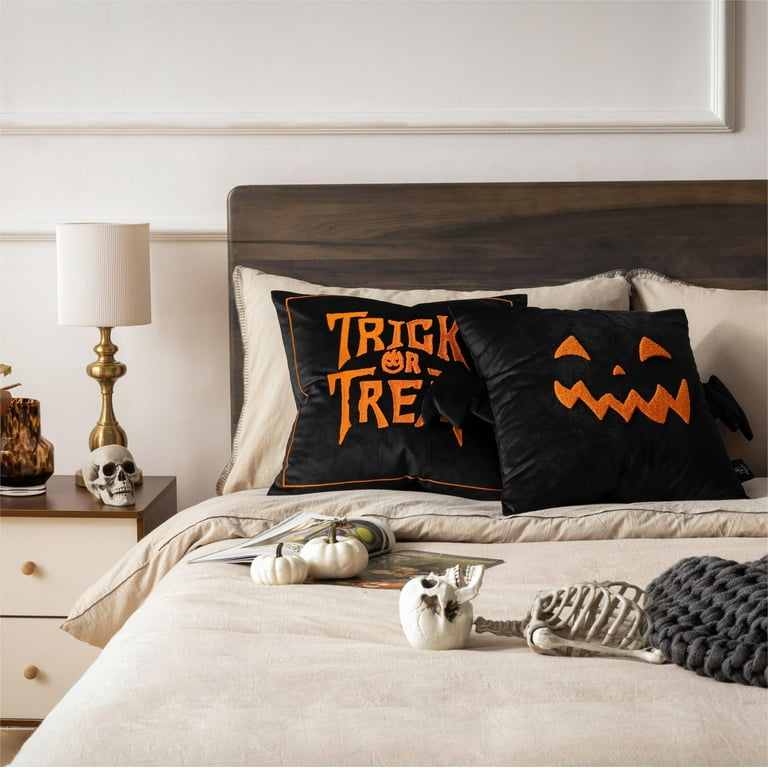 Happy Halloween Throw Pillow 18” x 18” Happy Halloween Orange