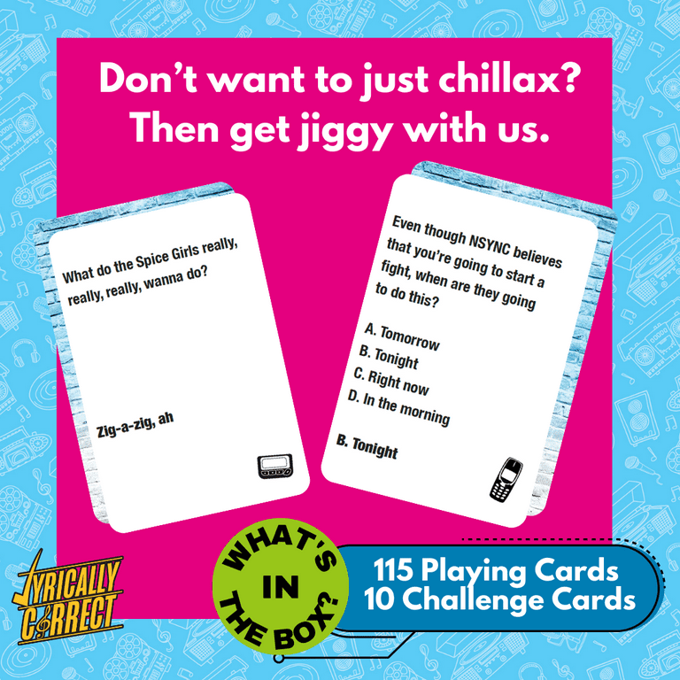 Lyrically Correct Pop Music Trivia Card Game for Friends