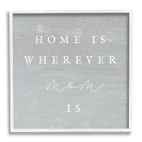 Stupell Industries Where Mom Is Phrase Inspirational Painting White Framed Art Print Wall Art, 17 x 17