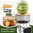 thumbnail image 5 of Fruit Basket Set of 3 for Kitchen Counter: Large Stackable Baskets with Bamboo Lid, Fruit/Veggie Holder, Keeps Counter Classy & Tidy (Home Decor, Kitchen, Etc.), 5 of 8