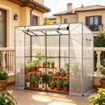thumbnail image 6 of Lean-To Walk-In Greenhouse with Mesh Windows, White, 6 of 9