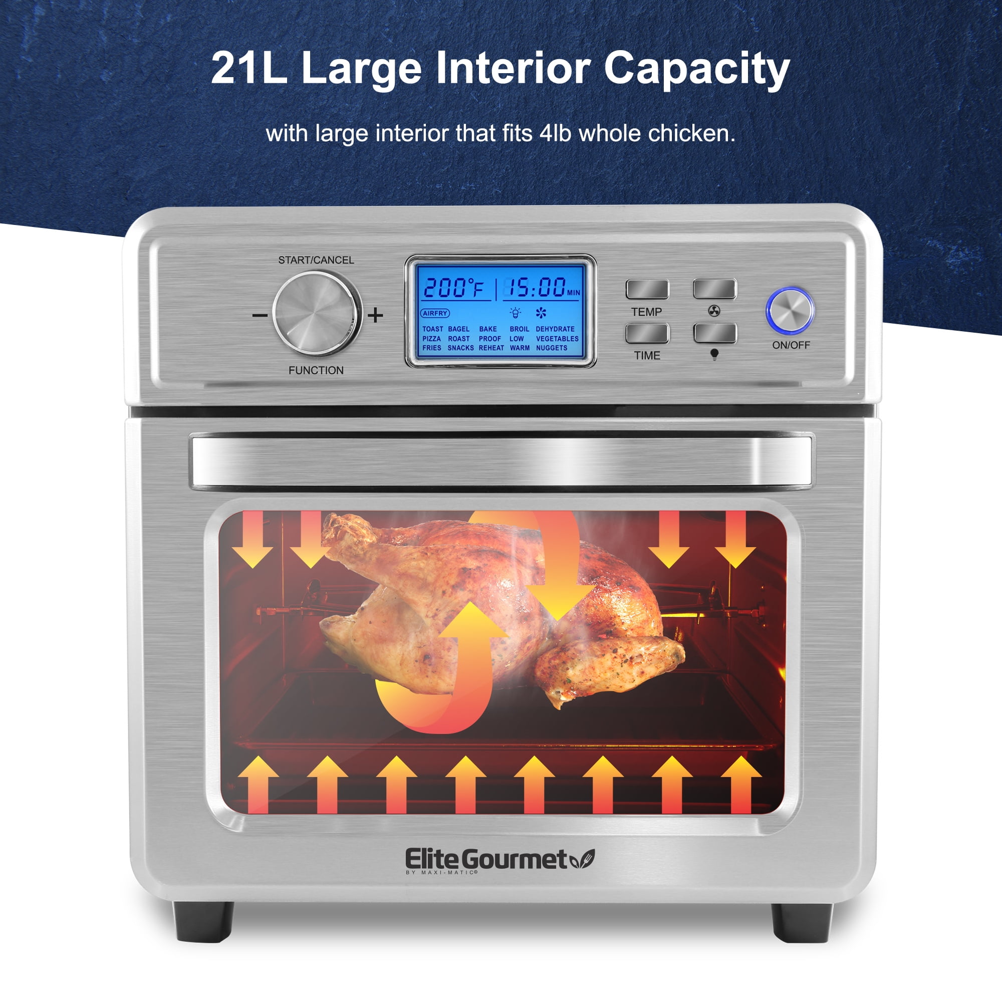 Elite Gourmet 21L Digital Air Fryer Oven Stainless Steel lupon.gov.ph