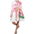 thumbnail image 1 of Gupgi Robe Courte Fleurie pour Femme à Manches Courtes, Robe Babydoll Fluide à Col en V, Robe Chemise Coupe Ample, Mini Robe d'Été Bohème, 1 of 6