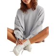 thumbnail image 4 of Faithtur Women’s Solid Color Sweatshirts Long Sleeve Crew Neck Drop Shoulder Pullover Tops Fall Sweaters, 4 of 5
