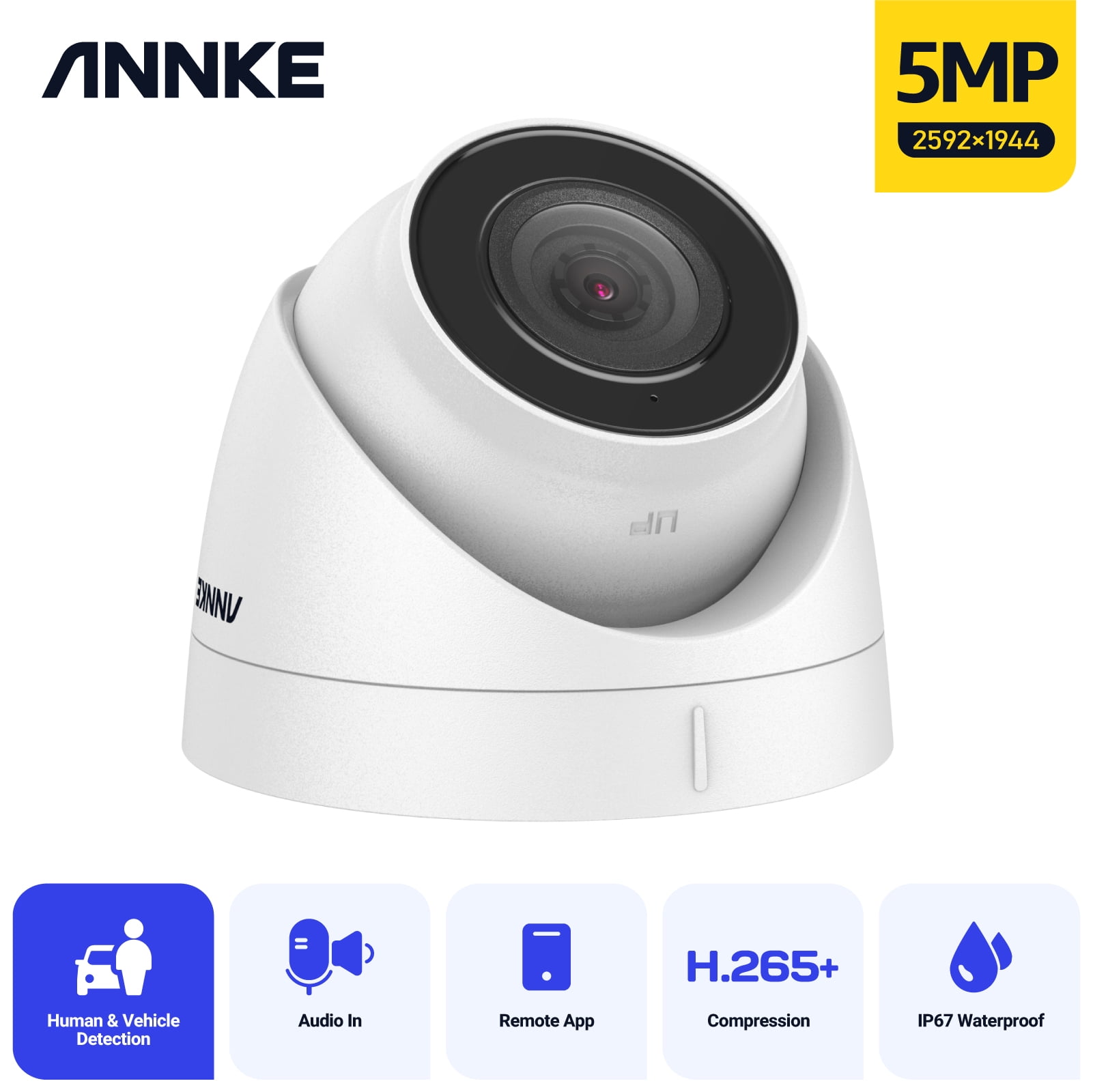 ANNKE C500 5MP Super HD PoE Turret IP Security Camera with H.265+ Video
