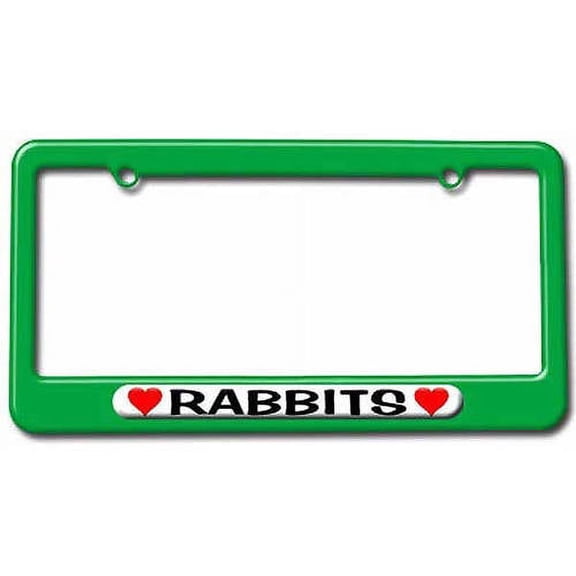 Rabbits Love with Hearts License Plate Tag Frame, Multiple Colors