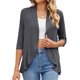 thumbnail image 1 of Blusa cubierta para mujer, chaqueta cubierta con dobladillo con volantes y manga tres cuartos de Color puro de verano, 1 of 5
