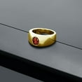 thumbnail image 3 of Gem Stone King Men's 18K Yellow Gold Plated Silver Red Garnet Ring | 1.50 Cttw | Oval 8X6MM | Gemstone January Birthstone | Size 11, 3 of 4