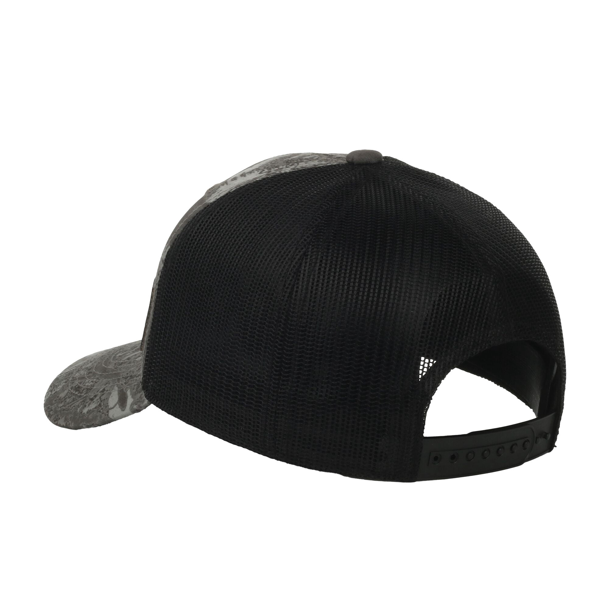 Realtree® Fishing WAV3 Grey Camo Trucker Hat – Mid Profile Mesh Back Snapback, One Size