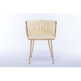thumbnail image 4 of Velvet Dining Chairs Set of 2,Upholstered Accent Chairs with Gold Metal Legs and Curved Back,Comfy Leisure Chair Vanity Armchair for Dining Room Kitchen Vanity Living Room,Ivory, 4 of 7