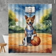 thumbnail image 2 of Happy Father's Day Basenji Playing Basketball with Best Dad Jersey Shower Curtain African Barkless Dog Lover Waterproof Bathroom Bathtub Curtain - 13006, 2 of 5