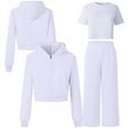 thumbnail image 4 of Girls Outfits 2 Pieces Fashion Solid Color Long Sleeve Zipper Sweatshirt and Sweatpants Sweatsuits Kids Clothes Girls 5-13 Years, 4 of 4