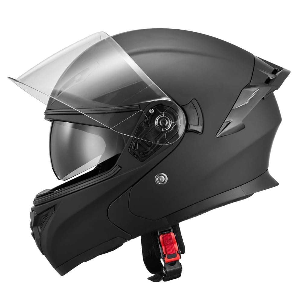 Triumphsoul Sports Helmet, Modular, Adult Motocross Dirt Bike Helmet with Large Clear Visor, Comfortable Motorbike Racing Street with Detachable Liner for Men & Women, DOT Approved, (Matte Black, M)