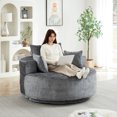 thumbnail image 2 of Leumius 55" Oversized Round Swivel Accent Chair,Upholstered Polyester 360 Degree Swivel Chair for Living Room, Bedroom, Lounge and Projection Room,Gray, 2 of 10