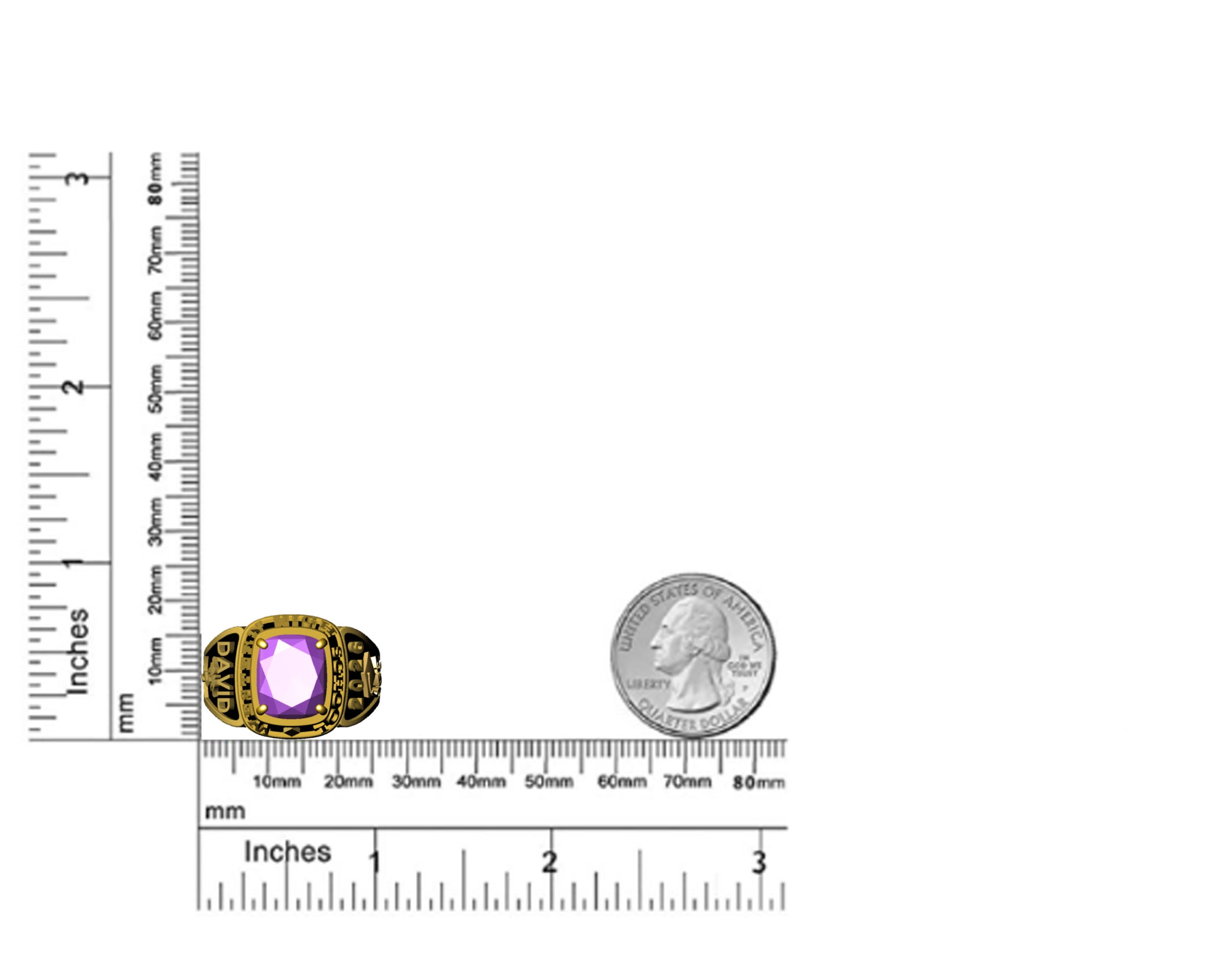 Mementos USA Custom Men's Class Rings Sterling Silver for High School and College-Platinum-Elite