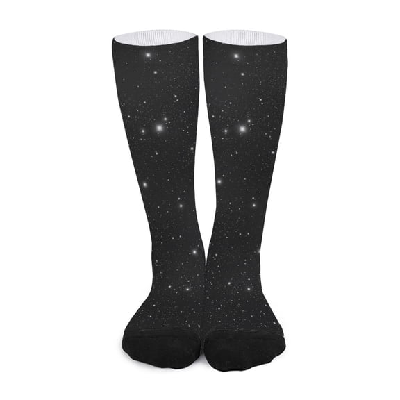DIQADILA Black Space Print Long Socks