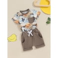 thumbnail image 2 of Toddler Baby Boy Summer Outfit Farm Duck Goose Print Short Sleeve T-Shirt and Shorts Set 2Pcs Country Clothes, 2 of 7