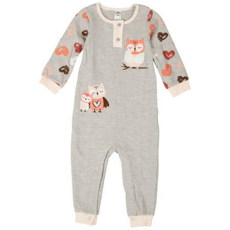 

Baby Essentials Baby Girls Owl Love Long Sleeve Bodysuit 12 Months Heather gray