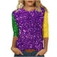 thumbnail image 2 of Fiudx Camisas para Mujer Blusa Holgada con Estampado de Pascua y Cuello Redondo Retro de Manga Tres Cuartos a La Moda para Mujer, 2 of 4