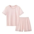 thumbnail image 2 of Hrsba Girls Casual Outfit Summer Crew Neck Short Sleeve Top Elastic Waist Shorts Soft Loungewear Set Comfortable 2 Piece Outfits for Girls, 2 of 6